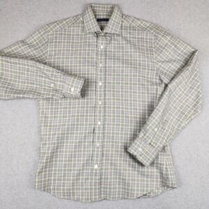 Mike Tailor Mens Gray Lime Green Glen Plaid Long Sleeve Button Down Shirt XL